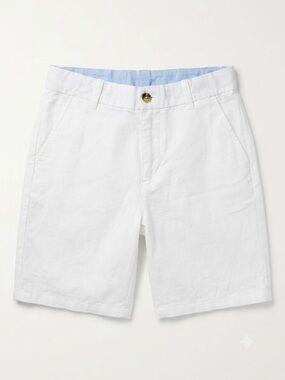Boys White linen Blend Shorts